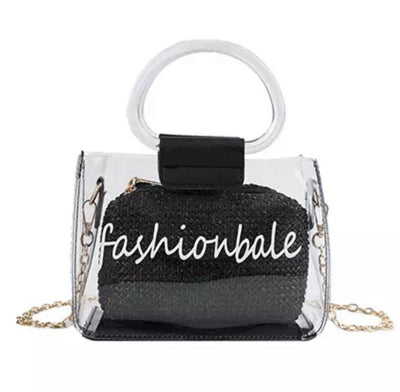Borsa in plexi con manici e pochette