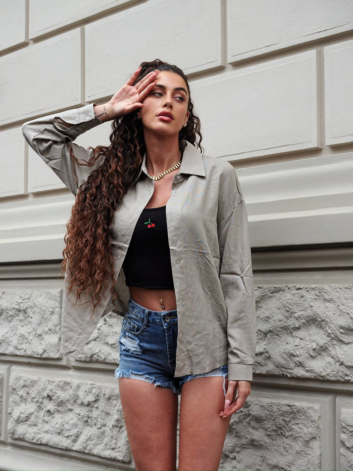 Camicia beige basic