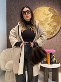 Cardigan Morbido con Cappuccio e laccio Animalier