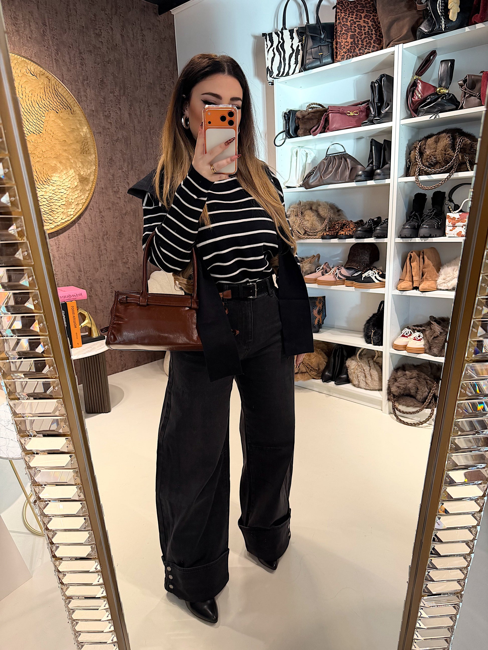 Maglia Parisienne a righe con spalla sciarpa