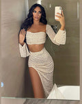 Completo top e gonna paillettes gold