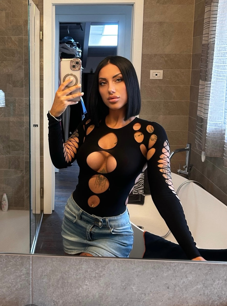 Body con spacchi nero