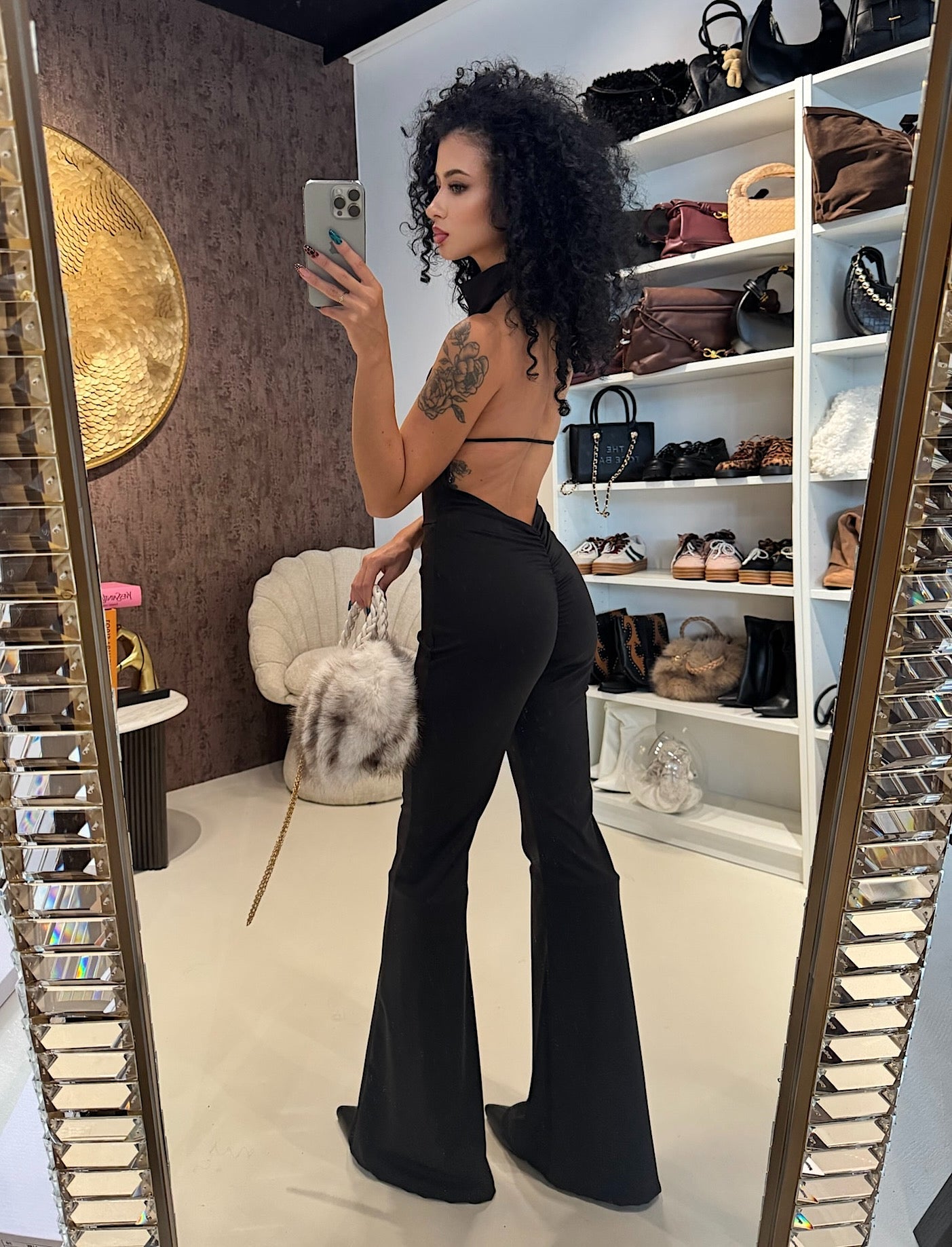 Tuta choker schiena aperta nero
