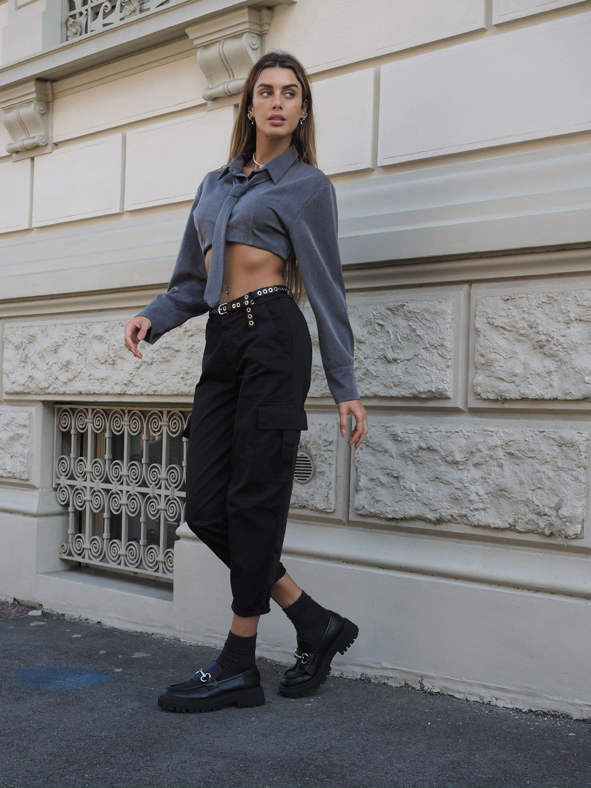 Pantalone cargo nero