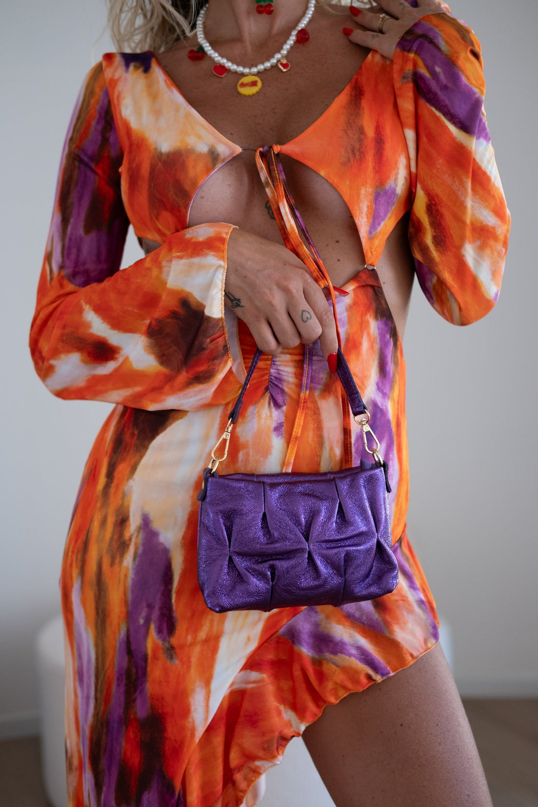 Borsa in pelle viola