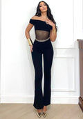 Tuta con trasparenza nera e push up