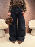 Jeans Turn Up Wide Leg con cintura
