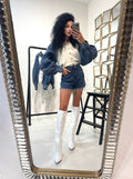 Maglioncino con dettaglio in denim