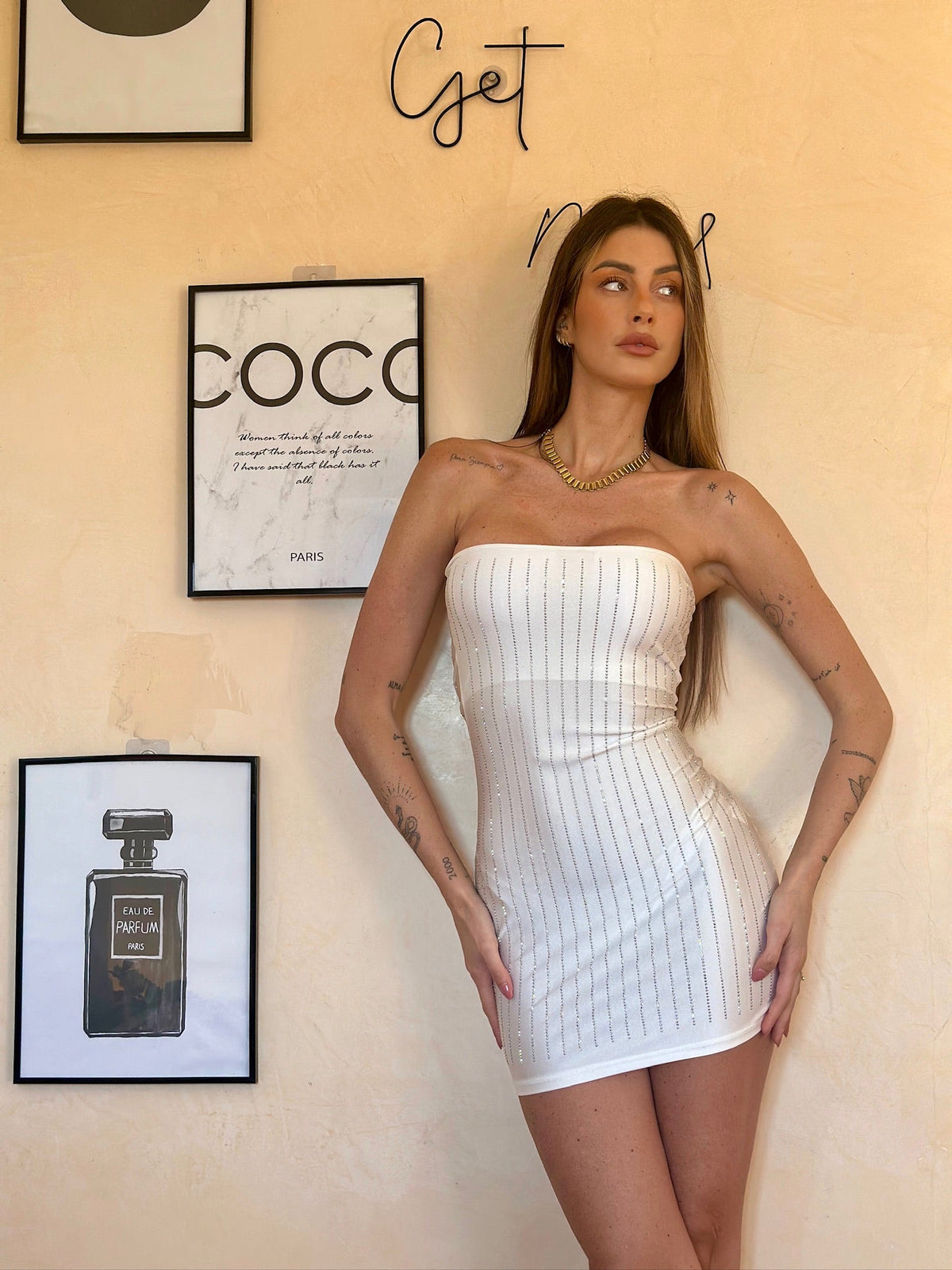 Tubino con strass bianco
