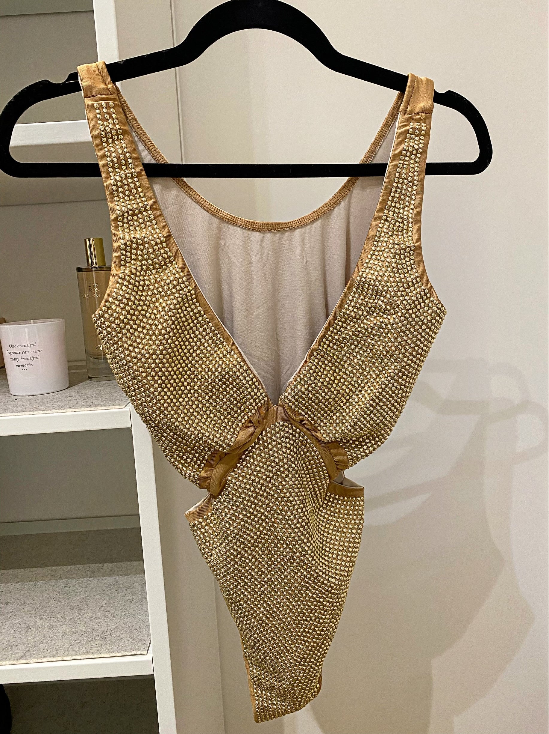 Body con strass oro