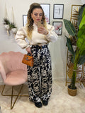 Pantalone in satin bianco nero