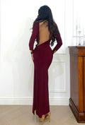 Abito schiena nuda bordeaux