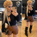 Short ecopelle Camel