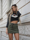 Felpa crop nera aquila