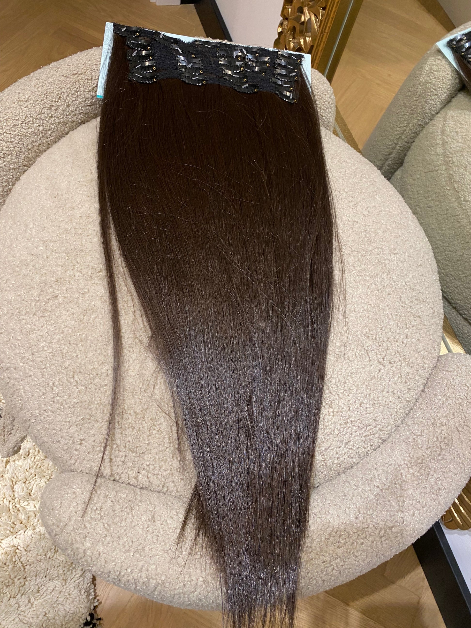 7 fasce liscia con clip castano scuro