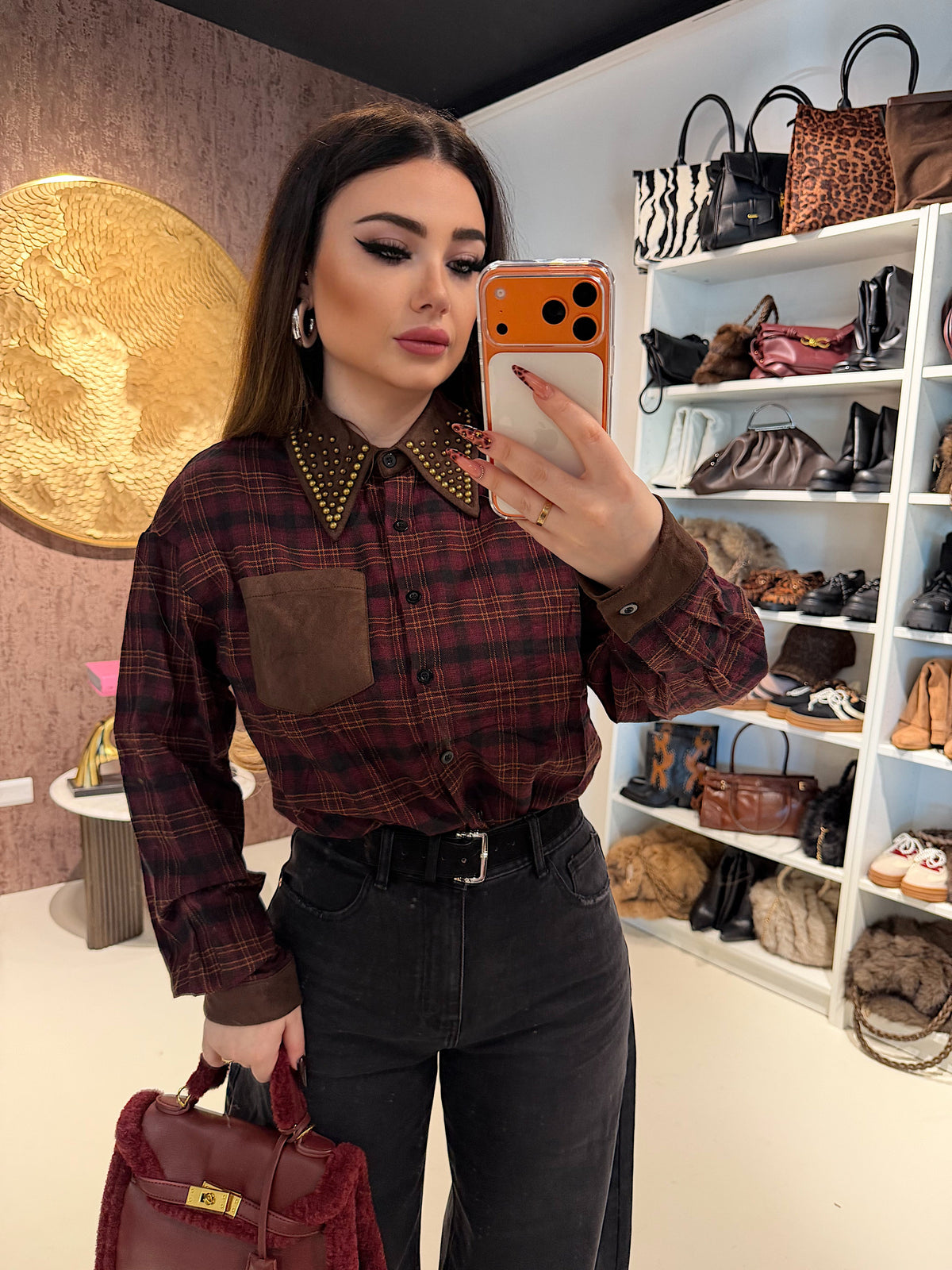 Camicia Rockwood a Quadri con Borchie
