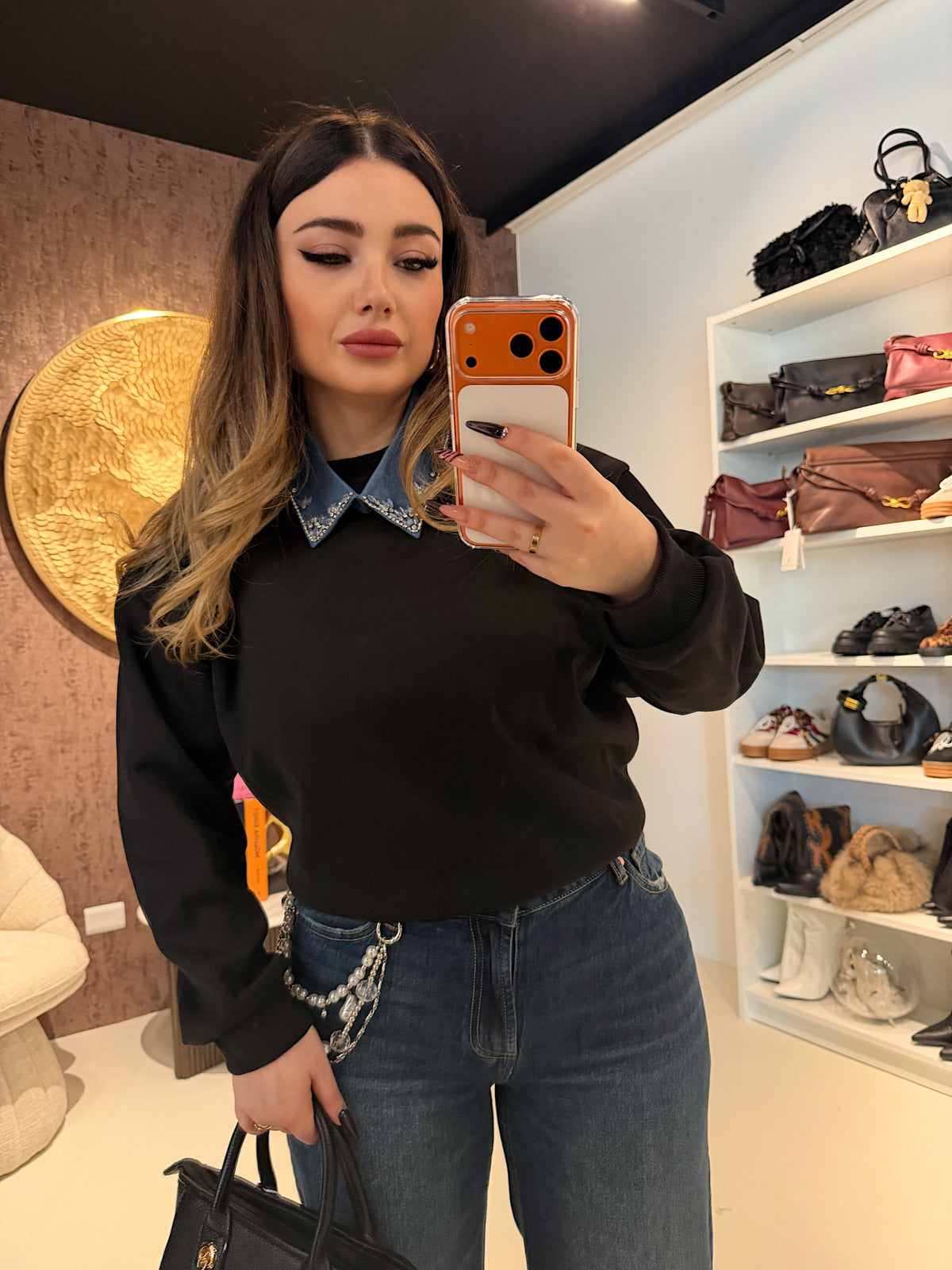 Felpa Denim Collar