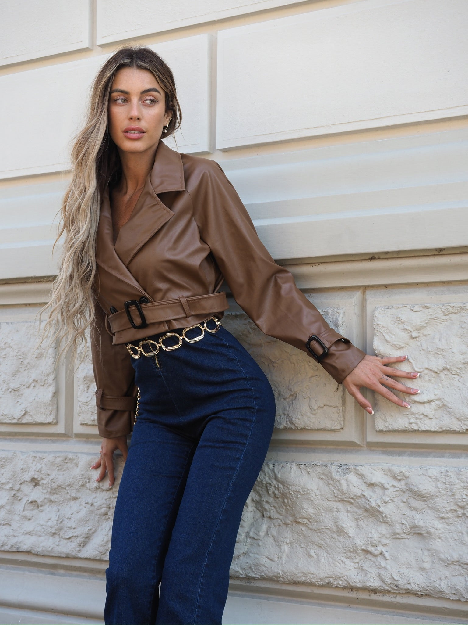 Giacca in ecopelle choco