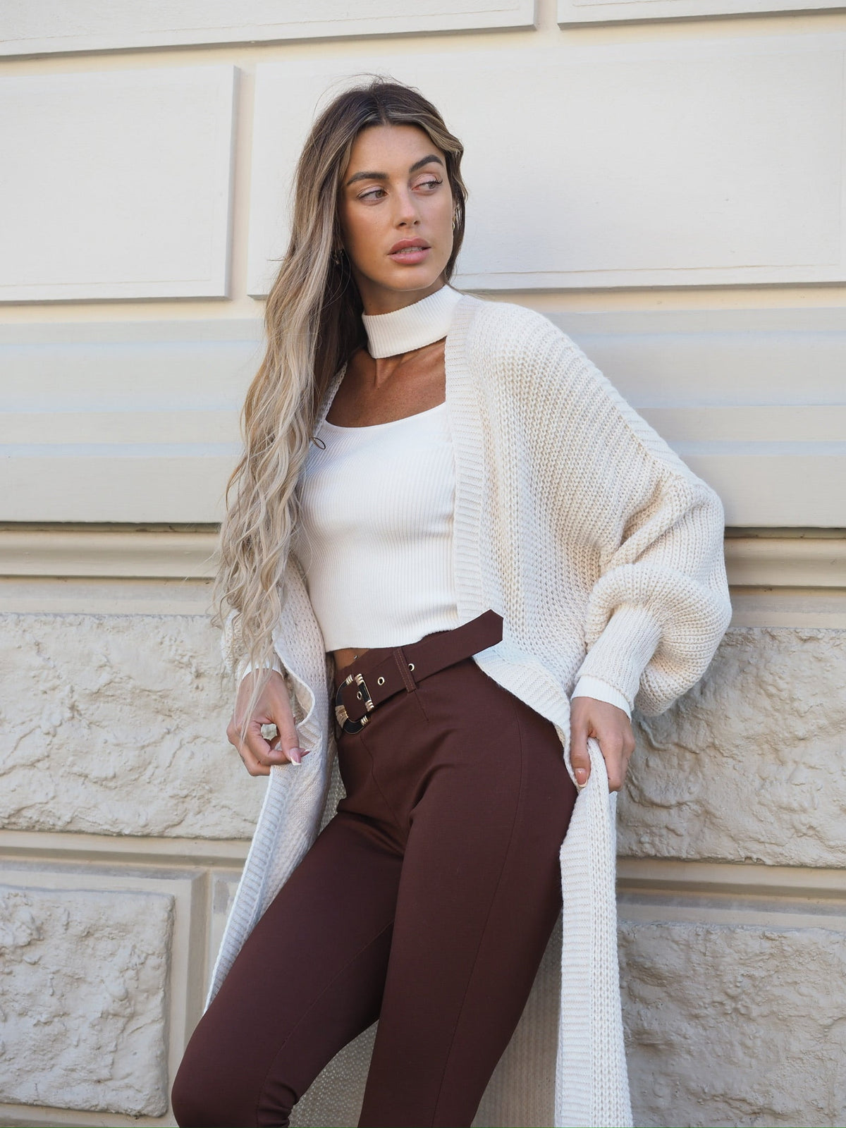 Maxi cardigan beige