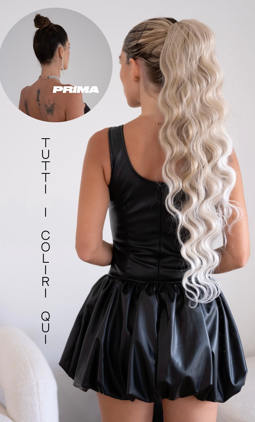 Coda 70cm ondulata con coulisse vari colori