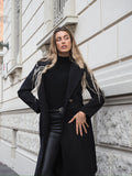 Cappotto nero con cintura
