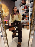 Cardigan giallo con bottoncini oro