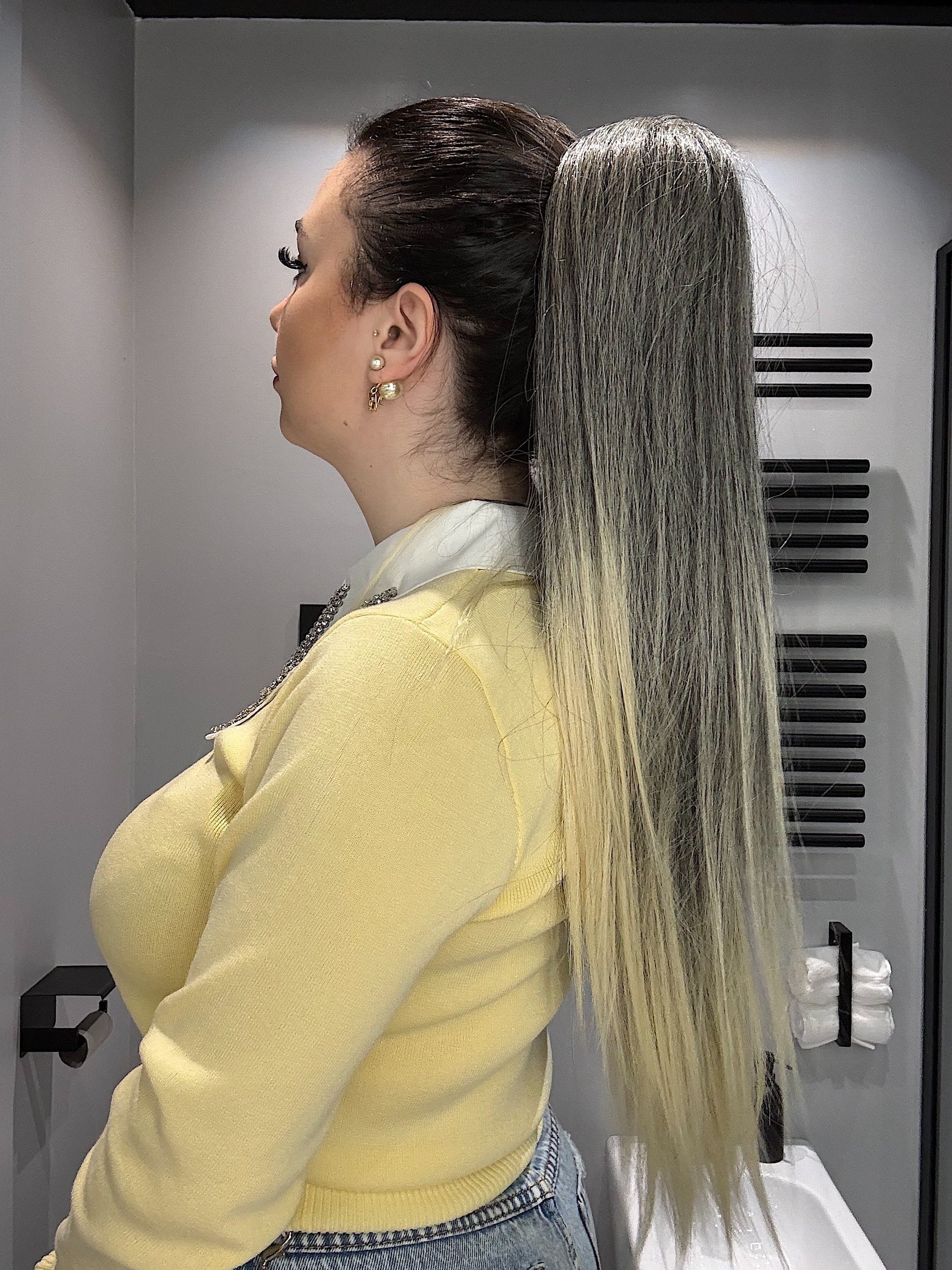 Coda #t1b/613 liscia con Coulisse Nero/Platino Degradè
