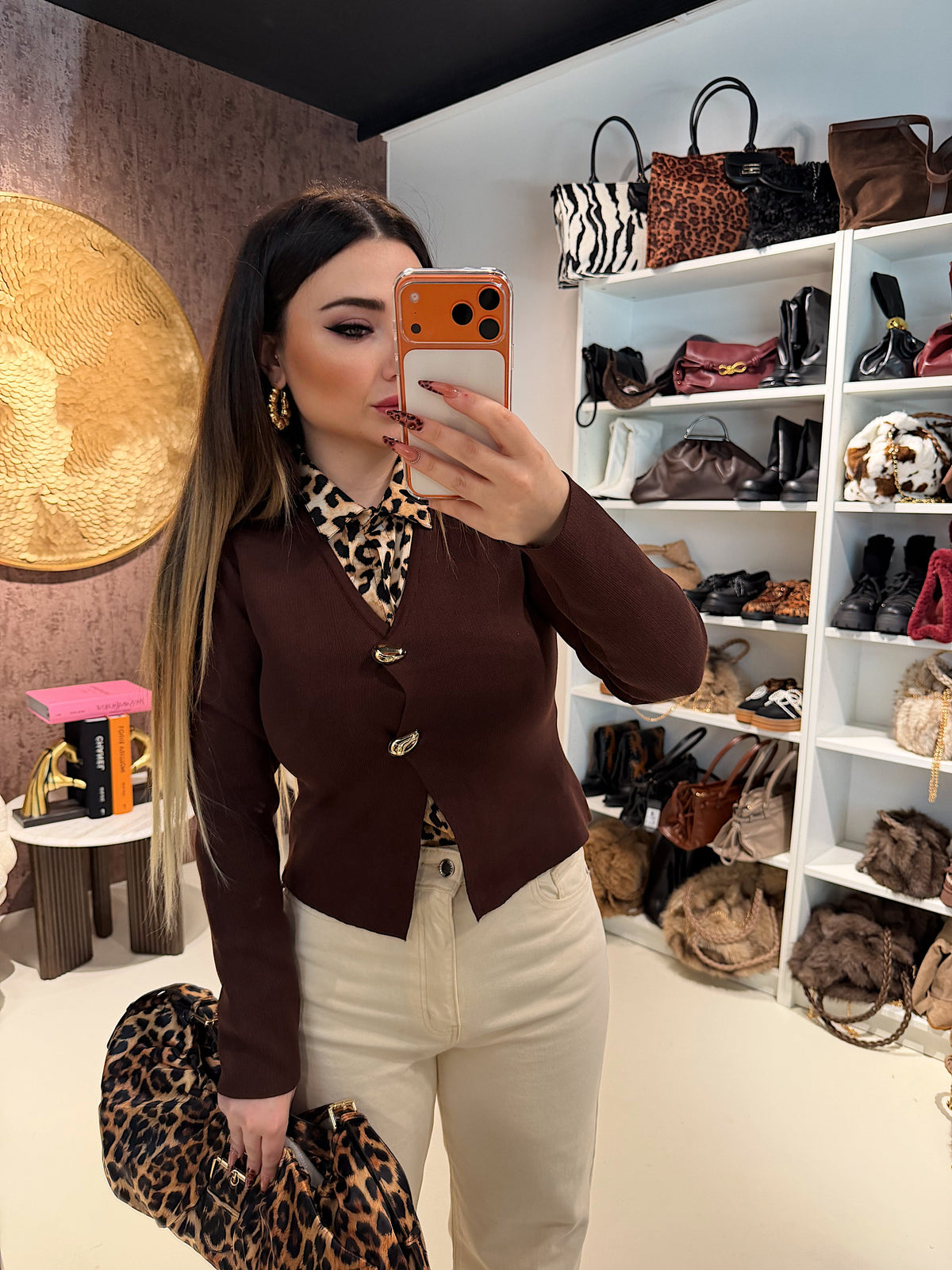 Cardigan con gocce oro