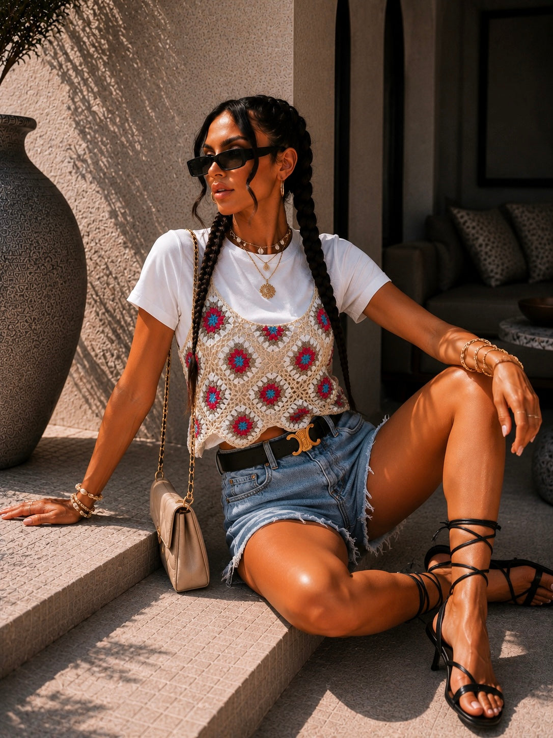 T-Shirt Crochet Flower Layer