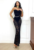 Abito in pizzo nero con body