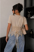 T-Shirt Corsetto con coppe in Pizzo con lacci posteriori