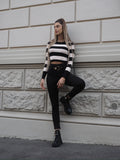 Pantalone nero con cintura oro