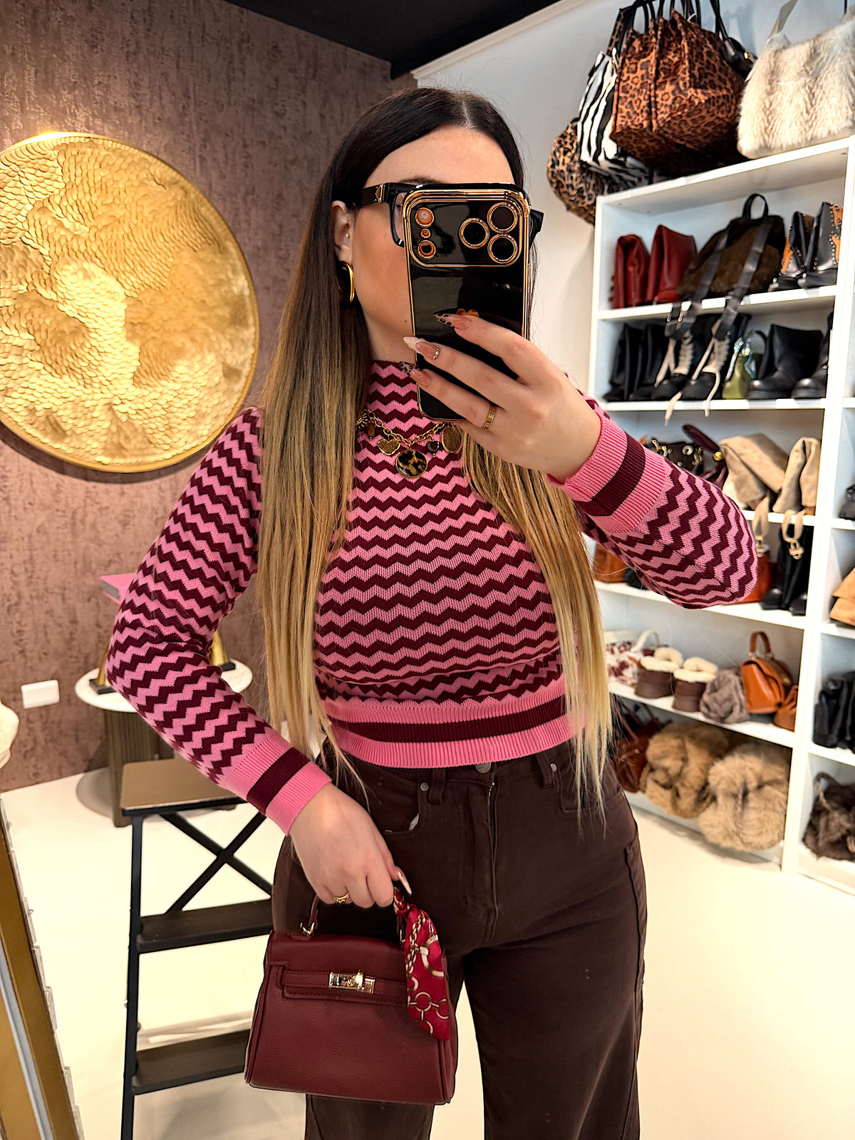 Maglione Zig Zag Pink