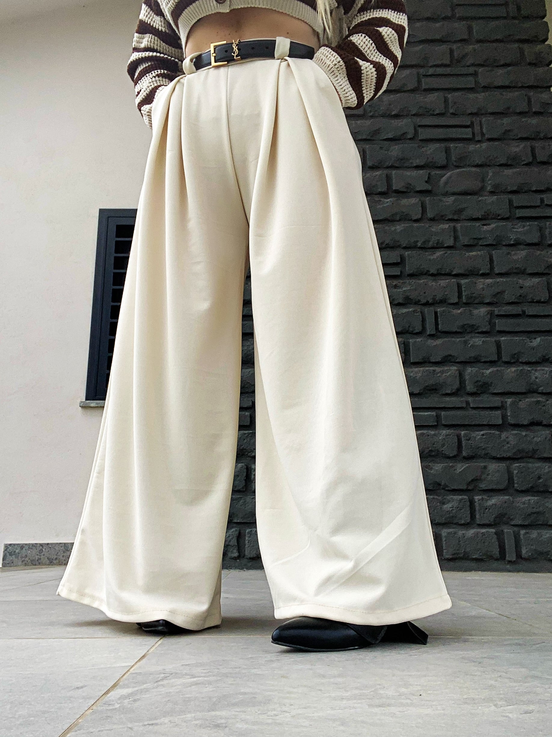 Pantalone palazzo beige