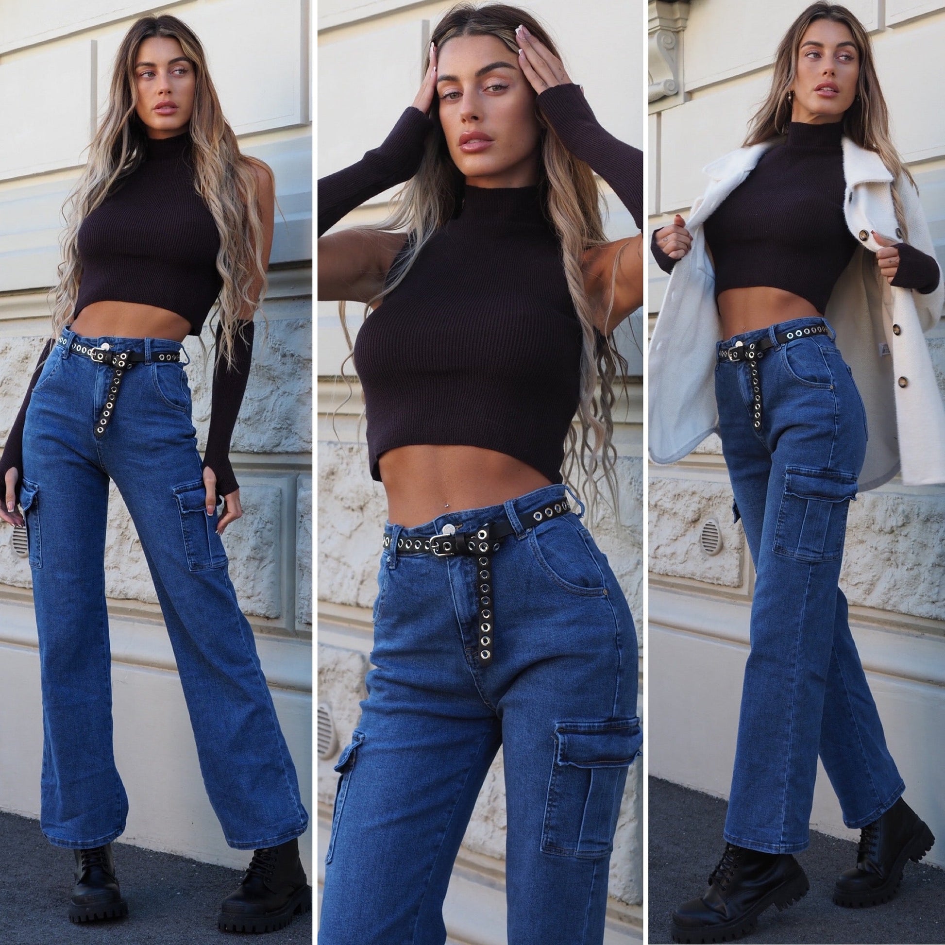 Jeans cargo con tasconi