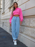 Felpa crop rosa barbie con lacci
