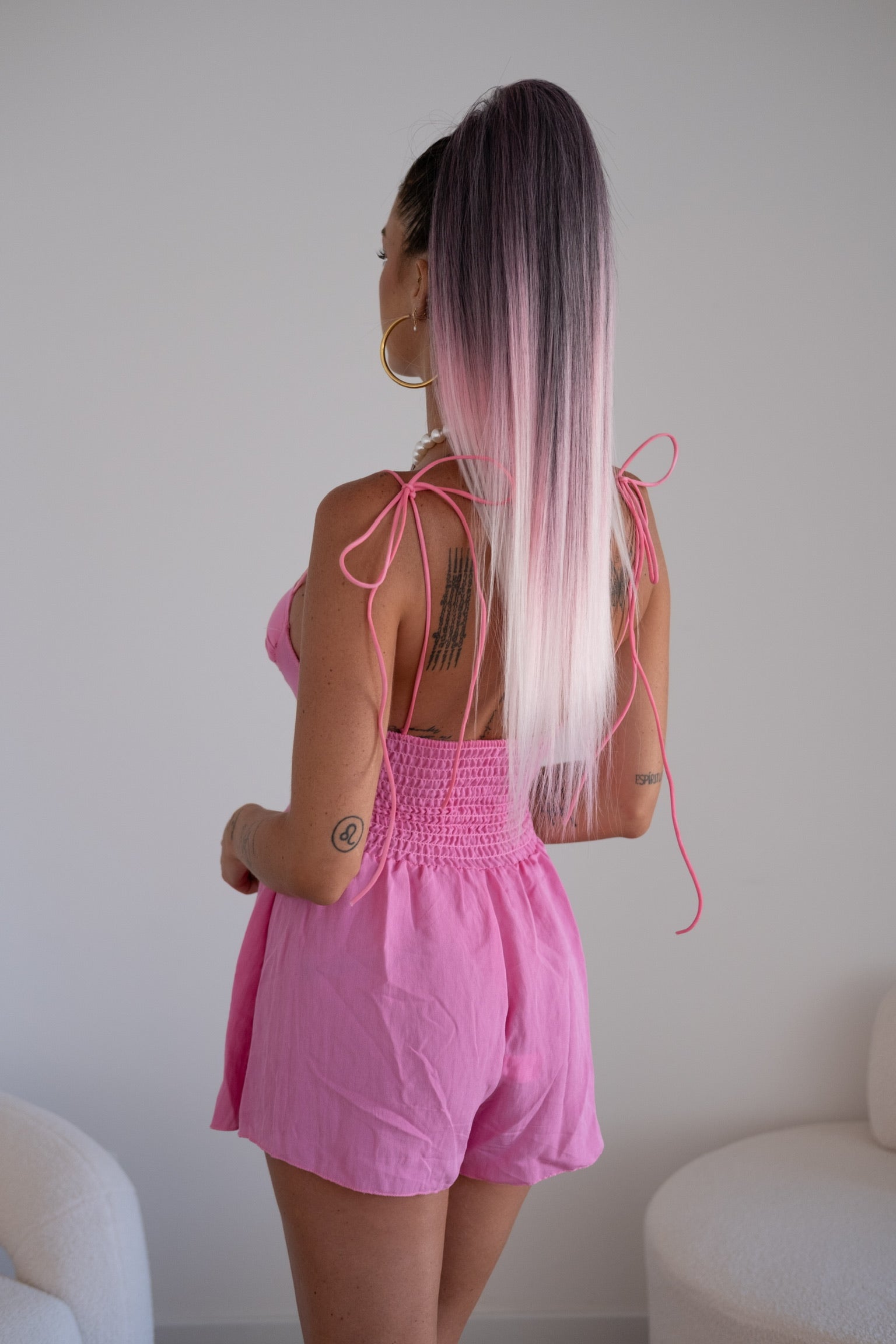Coda liscia con Coulisse Rosa Degradè