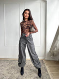 Body sgambato in velo animalier