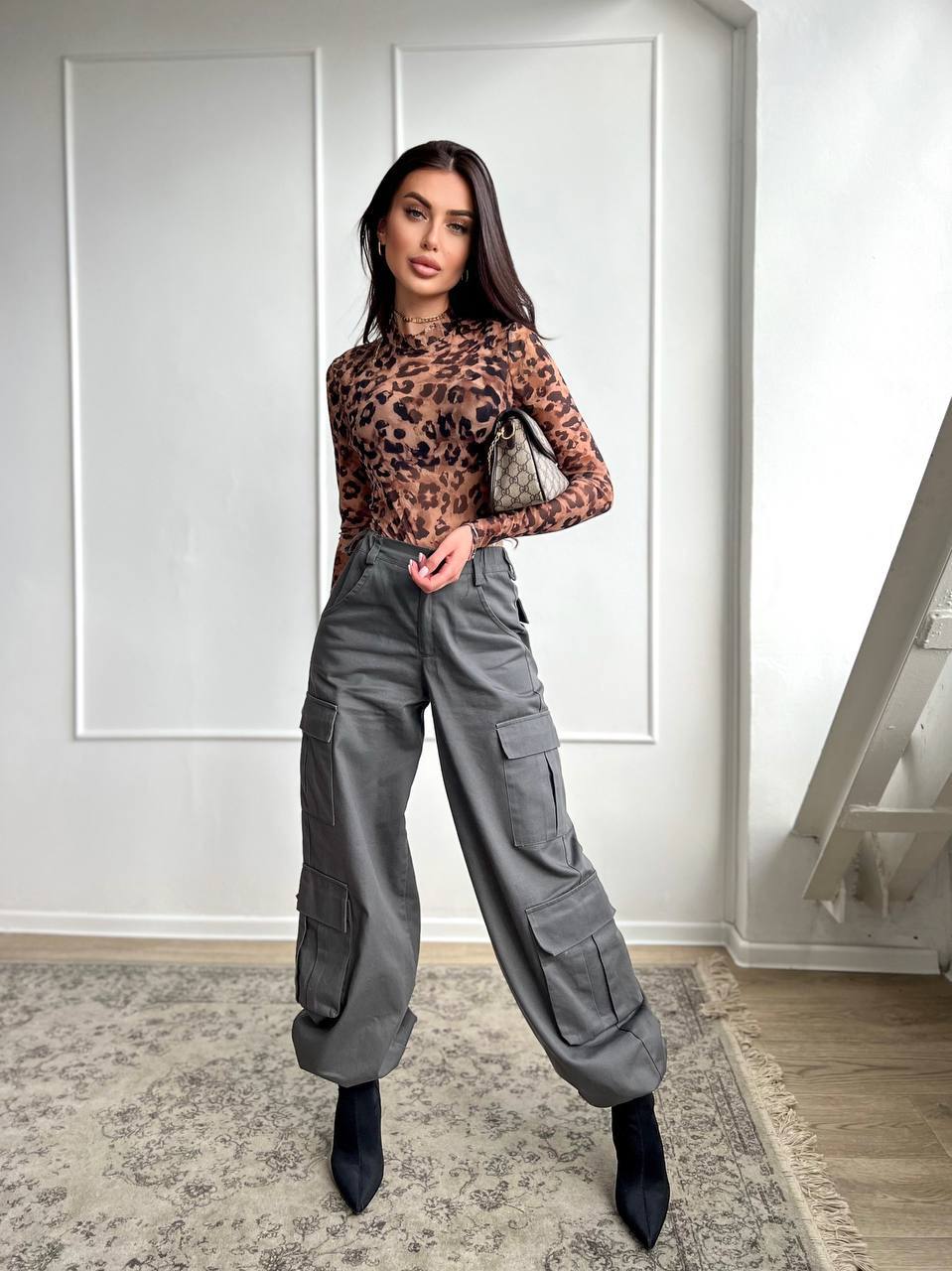Body sgambato in velo animalier