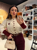 Maglioncino con cuore e dettagli bordeaux
