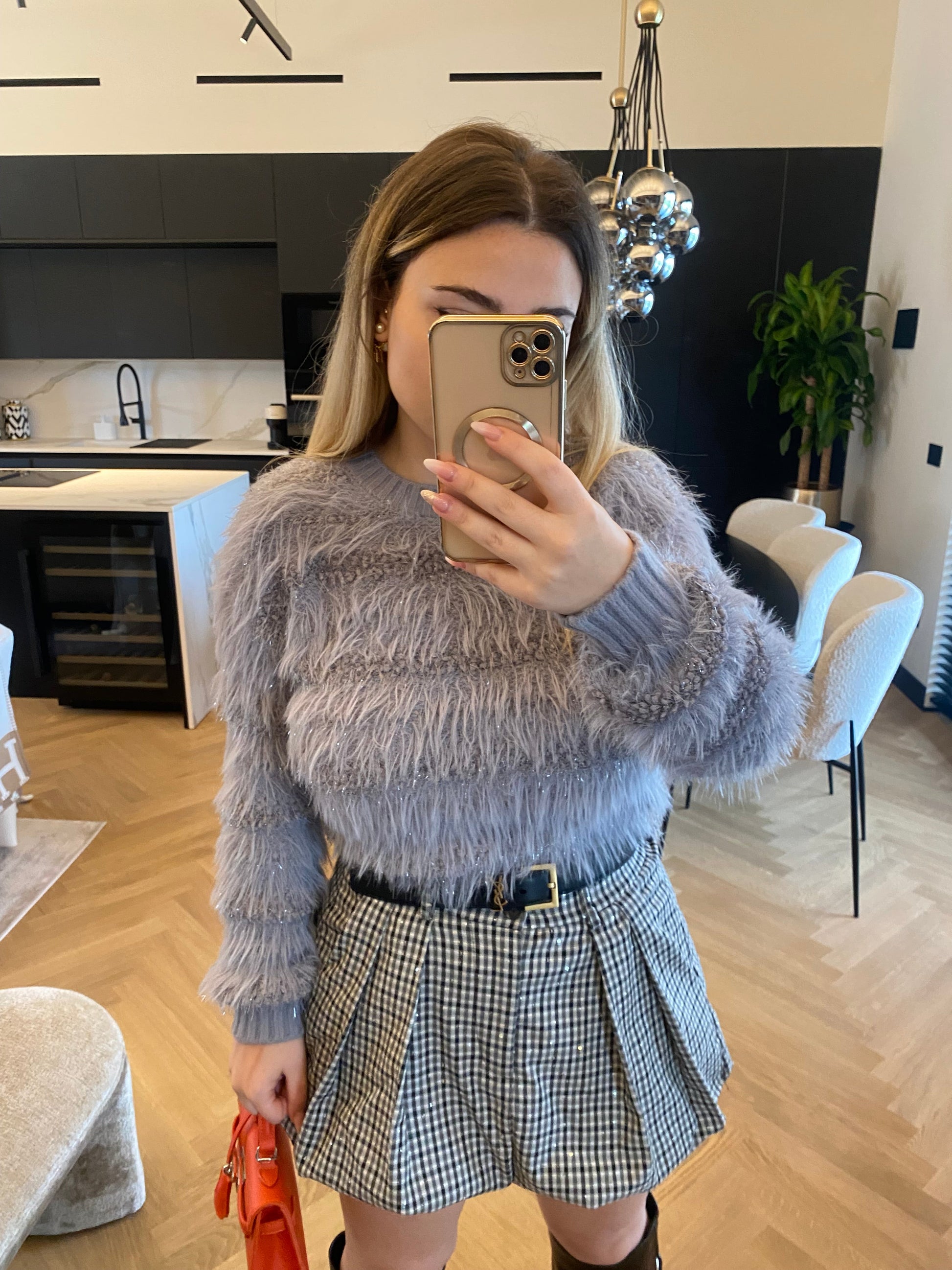 Maglione soft grigio con lurex