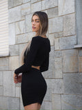 Completo top e gonna con cuori Nero