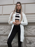 Cardigan bianco a trecce