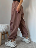 Pantalone cargo con polsini moka