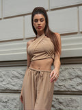 Completo top e pantalone Camel