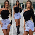 Body monospalla nero con Rouches