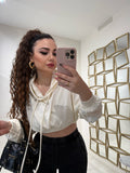 Felpa cropped con cappuccio
