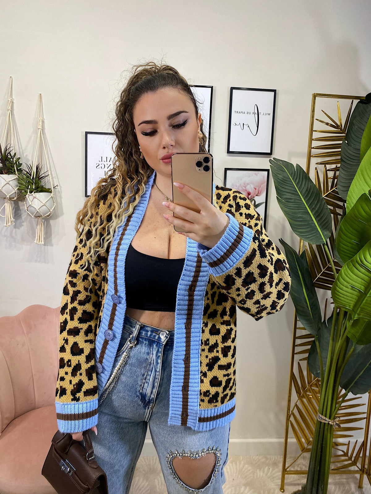 Cardigan animalier celeste
