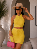 Completo crochet top e gonna vari colori