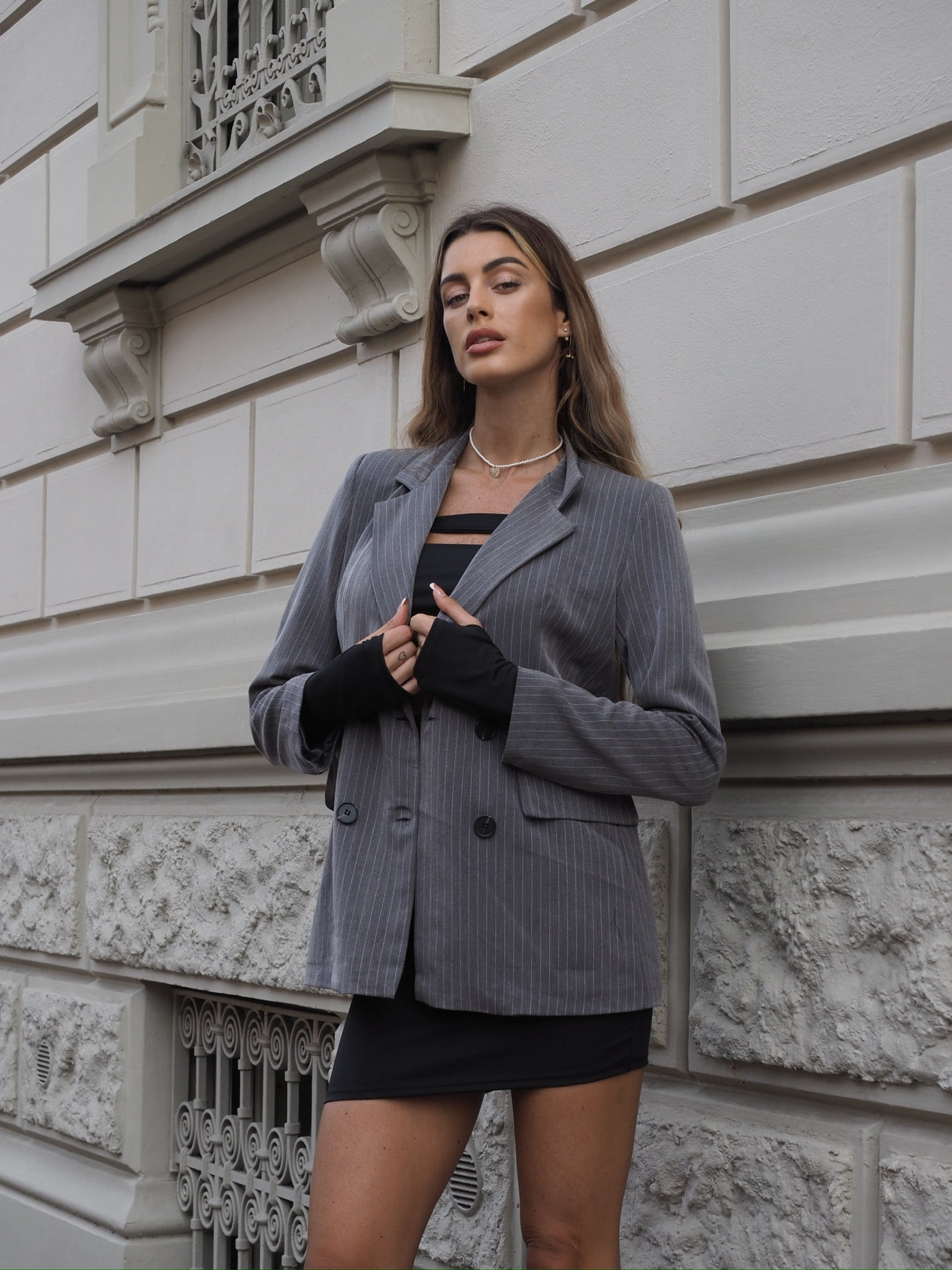 Blazer gessato grigio